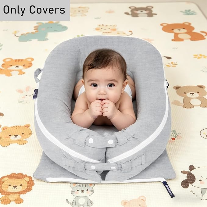 Organic Replacement Cover with Waterproof Pad | Premium Quality Spare Cover Certified Organic Cotton | [Fits Dockatot Deluxe + Docks] (Cover Only) (Gray, Waterproof Organic Cotton)