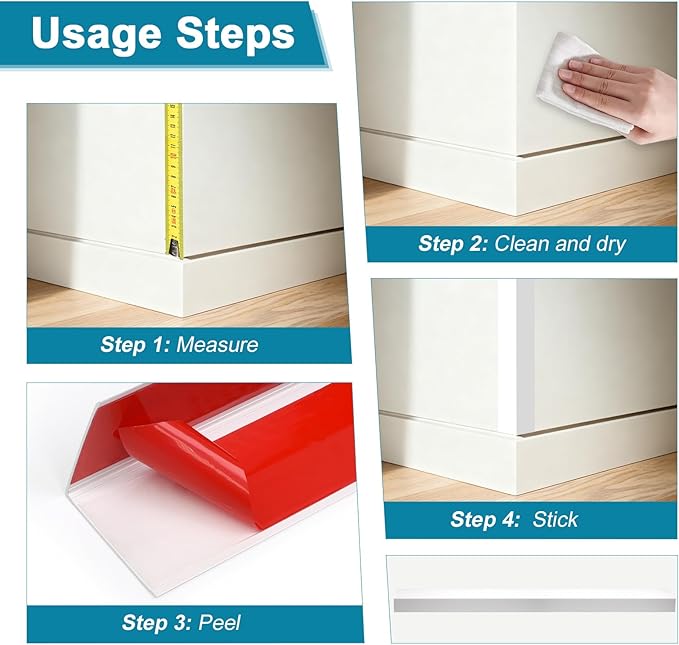 Raytano 4Pcs 45" L ×1" W Self Adhesive Metal Corner Protectors, Modern Aluminum Wall Corner Guards for Wall Door Furniture Cabinet Baseboard Frame Protection and Decoration (Size:45" x 1",White)