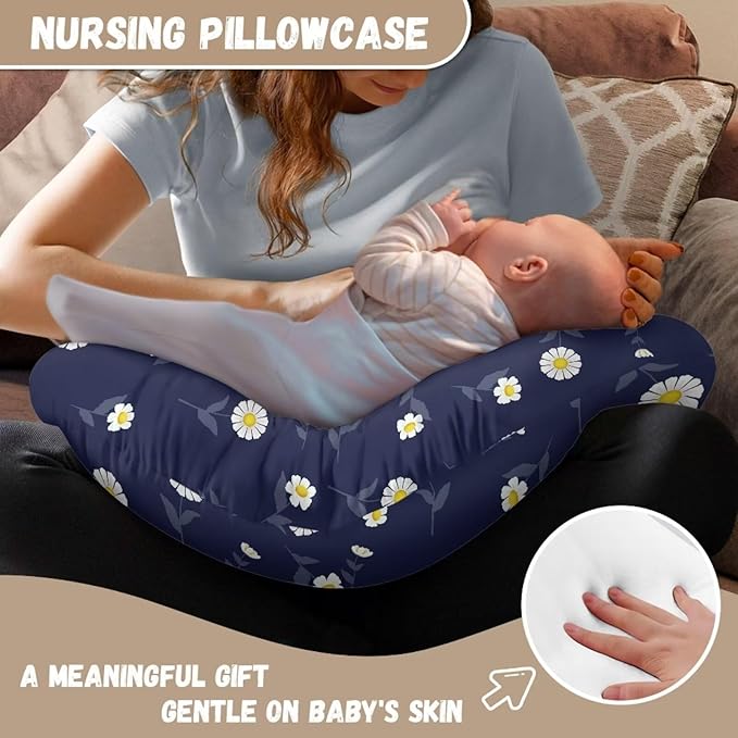 Daisy Nursing Pillow Cover Donut Cow Removable Cover for Breastfeeding Pillows Daisy Comfortable Slipcover Ultra Soft Snug Fits On Infant Nursing Pillow