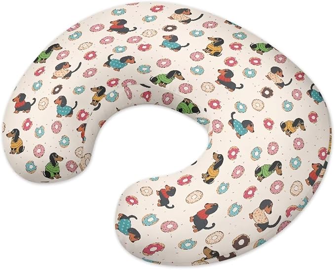 Cartoon Nursing Pillow Cover for Newborn Dachshund Print U-Shaped Nursing Slipcover Breastfeeding Pillow Case