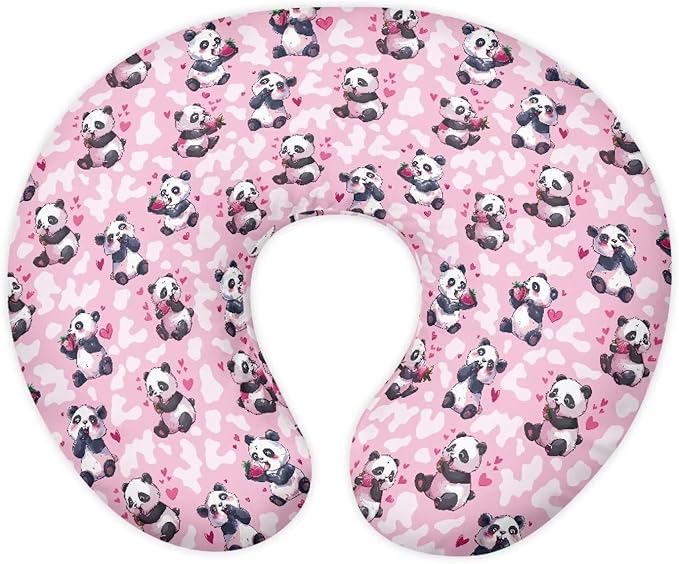 Pink Panda Nursing Pillow Cover for Feeding Pillow U-Shaped Breastfeeding Pillow Cover Hidden Zipper Design Soft and Skin-Friendly