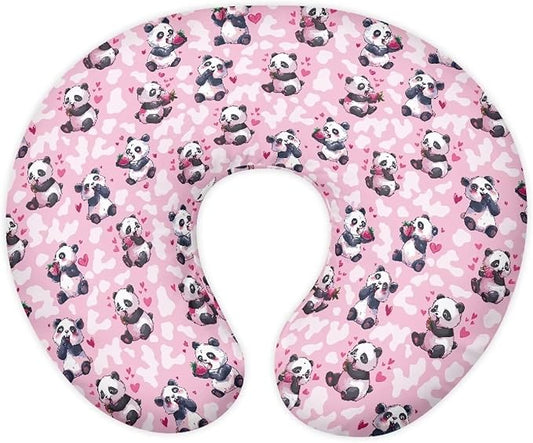 Pink Panda Nursing Pillow Cover for Feeding Pillow U-Shaped Breastfeeding Pillow Cover Hidden Zipper Design Soft and Skin-Friendly