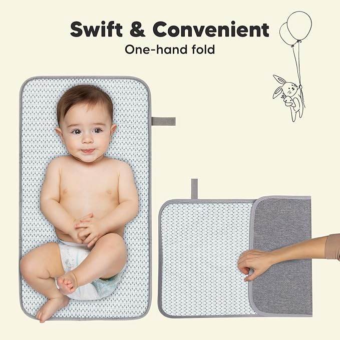 KeaBabies Portable Diaper Changing Pad - Waterproof Foldable Baby Changing Mat - Travel Diaper Change Mat - Lightweight Changing Pads for Baby - Baby Changer - Machine Washable