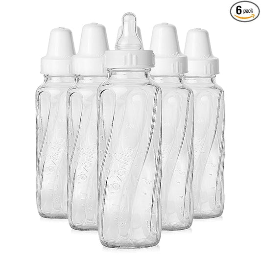 Evenflo Feeding Classic Glass Bottle, Twist Bottles, 8 Oz, 6 Bottles