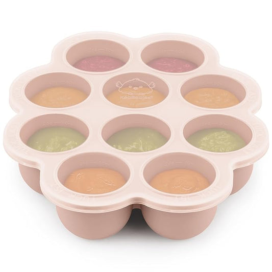 KeaBabies Silicone Food Freezer Trays with Lid, 2oz x 10 Pods Baby Food Storage Containers, Easy Puree Meal Prep, Breast Milk Silicone Freezer Molds, Dishwasher, Microwave Safe, BPA-Free Tray (Dusk)