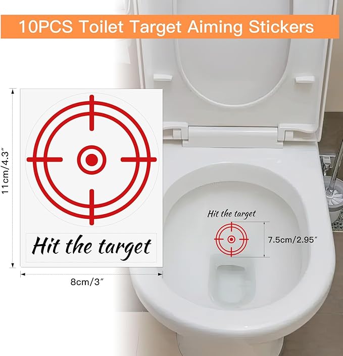 TESWEY 10PCS Toilet Target Aiming Stickers, Multicolor Target Design for Toilet Training, Bathroom & Restroom