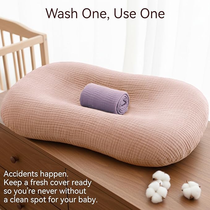 Muslin Baby Lounger Cover 2 Pack, Cotton Soft Breathable Infant Nest Slipcovers, Envelope Closure, Compatible with Snuggle Me Loungers, Machine Washable, Cover Only, for Girls Boys(Pink & Purple)