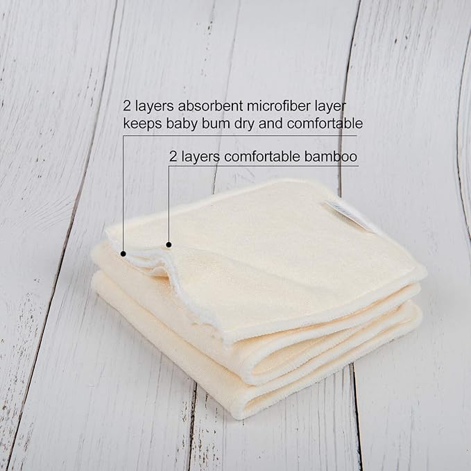 ALVABABY 12PCS Cloth Diaper Inserts - 4-Layer Super Soft Inserts for Diapers and Covers