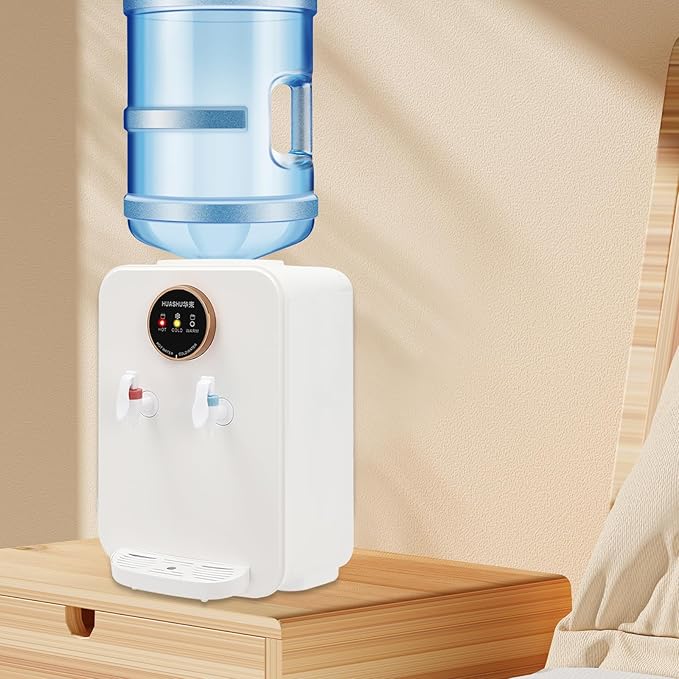 Top Loading Desktop Water Cooler Dispenser, 500W 110V Countertop Hot & Cold Water Coolers Drinking Fountain Portable Water Warmer for Home Bedroom Studio Office Grocery Store