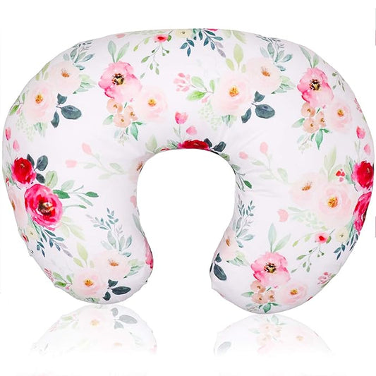 TANOFAR Floral Nursing Pillow Cover, Breastfeeding Pillow Slipcover for Baby Boys & Girls, Nursing Pillow Case for Newborn, Soft Fabric Fits Snug On Infant, Washable & Breathable, Watercolor Flower