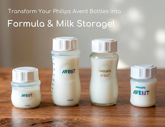 Travel and Storage Bottle Cap Compatible with with Philips Avent Natural & Anti-Colic Baby Bottle, Leak-Proof Lid, Easy-to-Clean, BPA-Free Reusable Cover for Freezing & Transport, 6-Pack