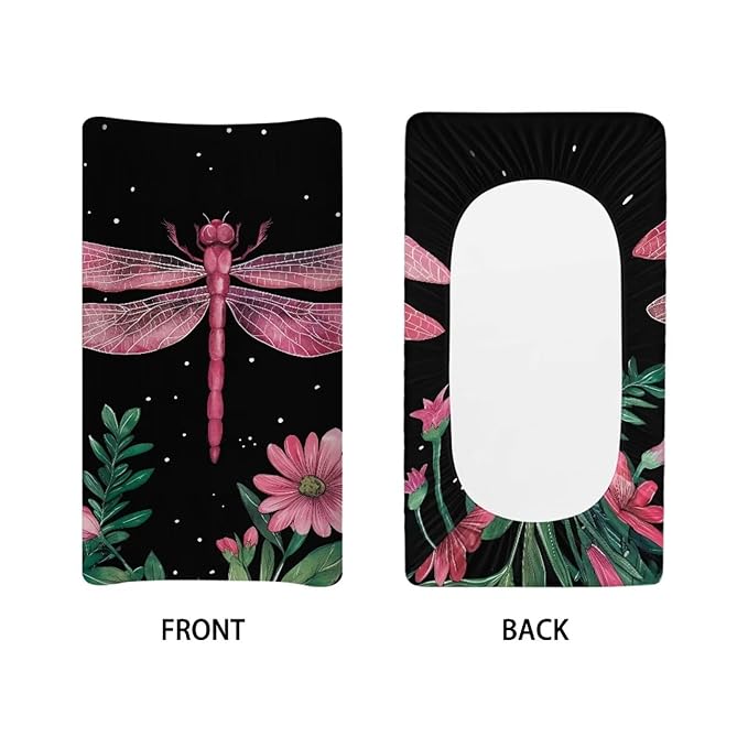 ZDCUSTOM Dragonfly Changing Table Cover Soft Stretchy Diaper Changing Pad Covers Changing Table Pads Sheets Safe and Snug for Baby Boys Girls 32"x16"