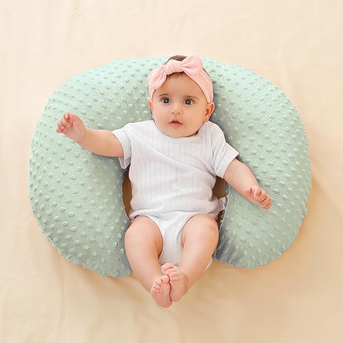 Nursing Pillow Cover Breastfeeding Pillow Cases Plush Dot Slipcover Pillow Sham (Green)