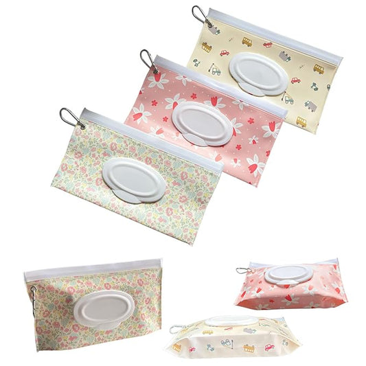 3 PCS Baby Wipes Dispenser Portable Wet Wipe Dispenser Bag，Portable Refillable Wipe Holder, Baby Wipes Container, Wipe Dispenser, Wet Wipe Carrying Case Holder for Travel
