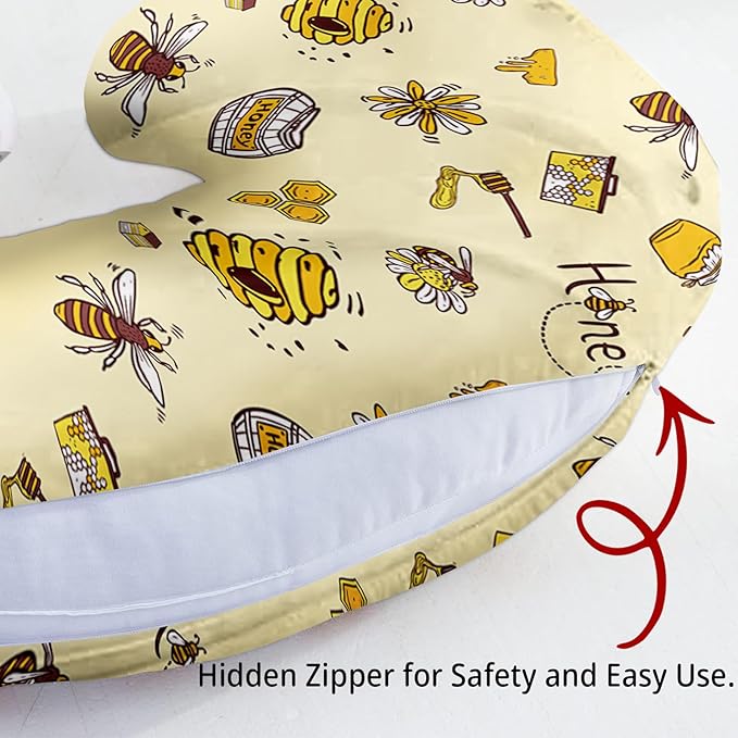 Dyoart Baby Nursing Pillow Cover,Custom Name Gifts,Ultra Soft Comfortable for Infant Boys Girls,Breastfeeding,Bee(one Size)
