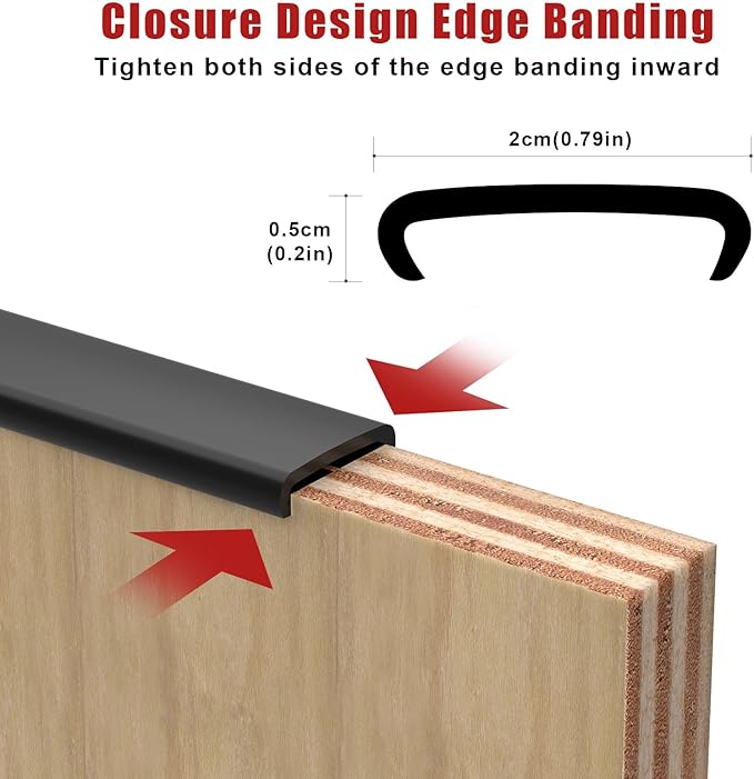 U-Shape Furniture Edge Banding, 16.4ft Self Adhesive TPE Flexible Baby Safety Edge Protector, DIY Furniture Edge Trim for Table Cabinet Furniture Restoration 20mm Black