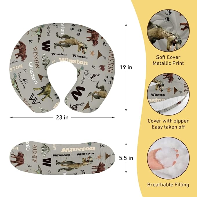 Dyoart Baby Nursing Pillow Cover-Personalized Gifts,Soft Snug Fits On Infant Boys Girls,Custom,Breathable,Feeding Position Support,Animal(one Size)