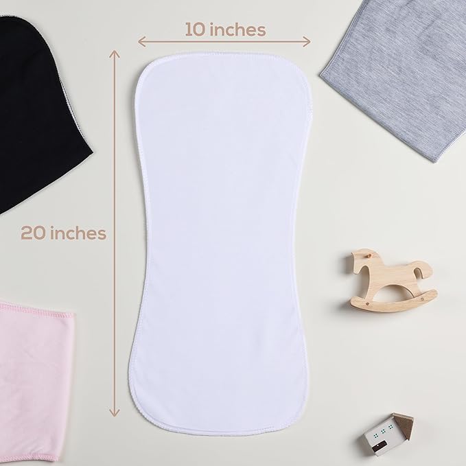 8 Pack Baby Burp Cloths, Unisex for Boys and Girls, Super Absorbent and Soft Towel,Solid Color (White)