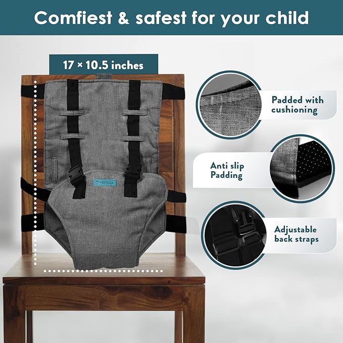 Compact Travel High Chair | Portable High Chair for Baby | Baby Travel Essential Harness Seat | Must Haves for Vacations, Restaurants, Family Visits with Babies | Portable Highchair Seat