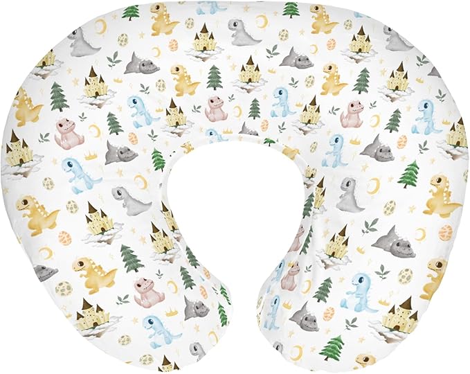 Cute Dragon Fairytale Baby Nursing Pillow Covers for Boy Girl Dragons Eggs Castle Moon Stars Trees Nursing Pillowcase for Breastfeeding Pillows Fantasy Animal Soft Stretchy Slipcover for Newborn
