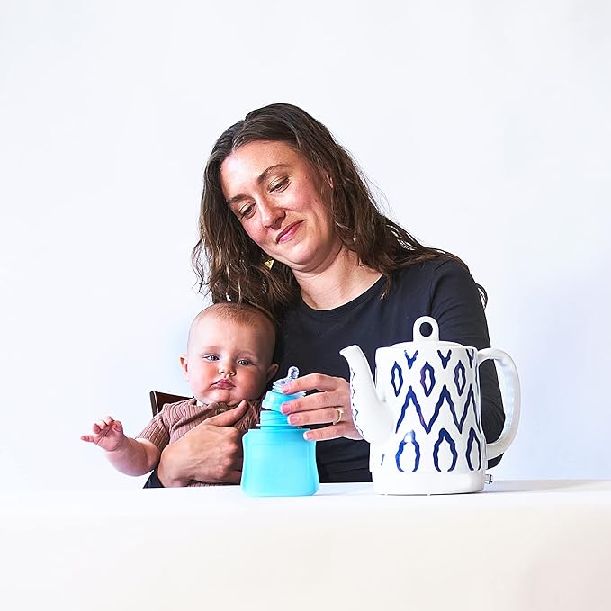Green Sprouts Sprout Ware Baby Pocket Made from Silicone and Plants (5 oz.), Non-Toxic Silicone Plant-Based Plastic Baby Pocket Without BPA, BPS, BPF, Aqua