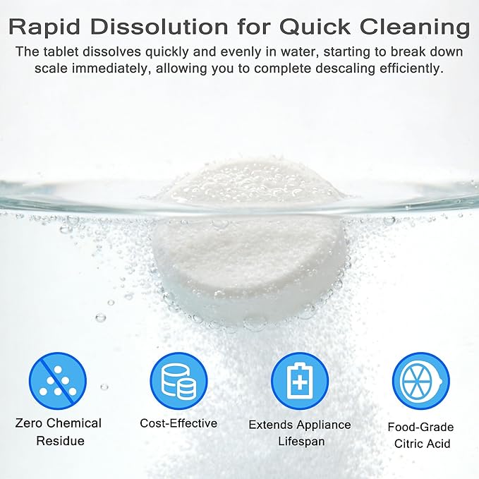 40 Count Descaling Tablets Compatible with Baby Brezza, Momcozy, Papablic & All Brands, Fit for Bottle Washers, Baby Food Maker, Warmers, Sterilizers & Formula Makers, Remove Milk Stains & Limescale