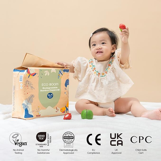 ECO BOOM Bamboo Viscose Baby Diapers, Size 2, 36 Count, Soft & Absorbent Disposable Diapers for Sensitive Skin, Breathable Leak Protection, Eco-Friendly Paper Packaging