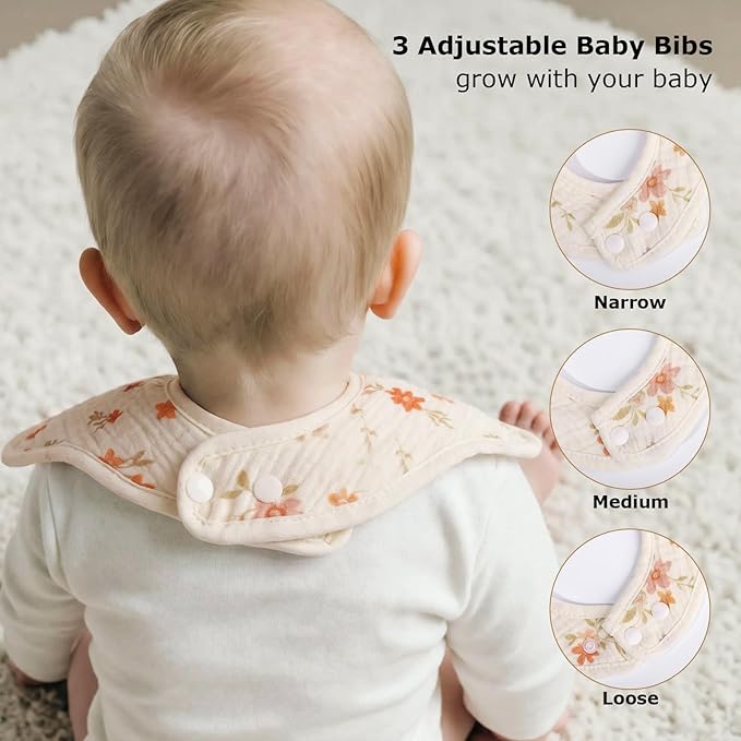 Muslin Bibs for Baby Girl Boy 6 Pack, 100% Cotton Extra Soft Absorbent Bandana Baby Bibs for Drooling and Teething Toddler Baby Girl Newborn Essentials Gifts