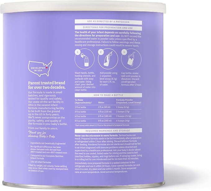 Baby's Only A2 Organic Milk Infant Formula, A2 Milk Based Powder, Organic Baby Formula with A2 Beta-Casein Protein, Iron, Vitamin E, Vitamin D, Easy to Digest, Newborn to 12 Months Old, 21 oz, 6 Pack