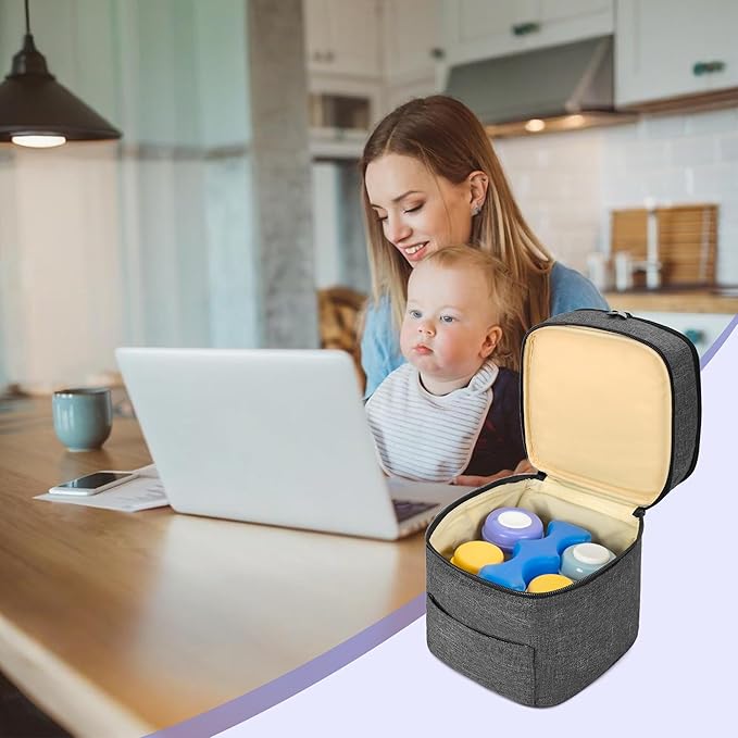 Teamoy Double Layer Breastmilk Cooler Bag, Fit for 4 Baby Bottles Up to 5 Ounce Bottle Bag, Breastmilk Cooler Tote Bag for Nursing Mom, Black(Bag Only)