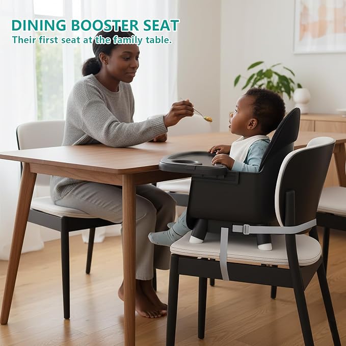 6 in 1 Baby High Chair for Babies and Toddlers, Booster Seat, Kids Learning Table & Chair (Black)