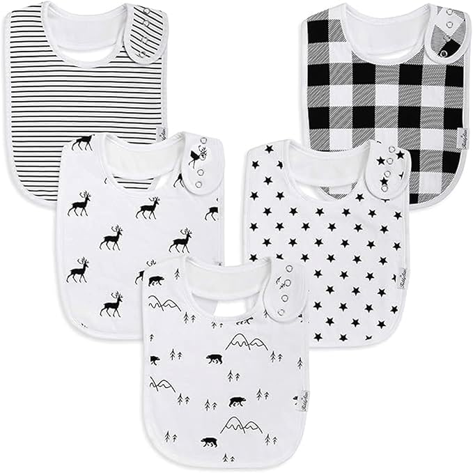 KiddyStar Drool Bibs for Babies – Organic, Unisex, Soft Absorbent Teething Bibs with Adjustable Snaps