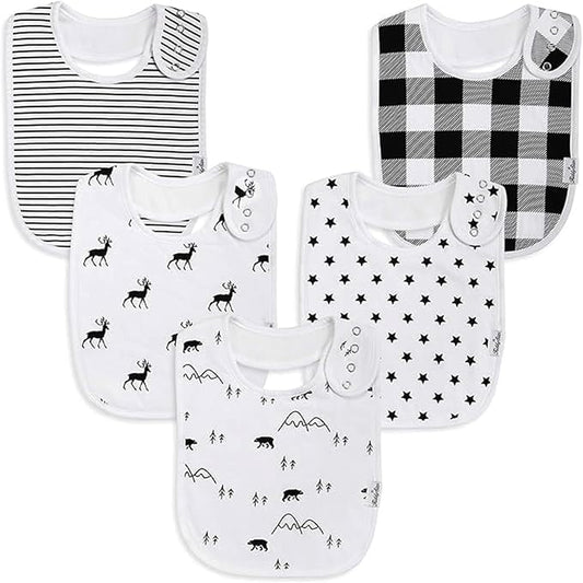 KiddyStar Drool Bibs for Babies – Organic, Unisex, Soft Absorbent Teething Bibs with Adjustable Snaps