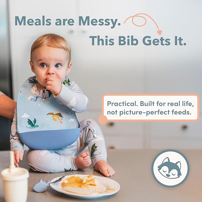 Loulou Lollipop Soft, Waterproof Silicone Feeding Bib for Babies and Toddlers