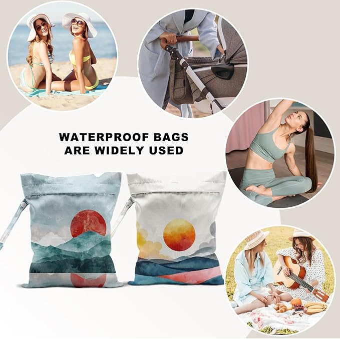 2 Pcs Travel Laundry Bags - Waterproof Reusable with Handle,Wet Bag 12x10 Inch, Washable Dirty Clothes Bags for Travel, Wet & Dry Use, Bathing Suit & Gym Clothes Laundry, Swimming Pool & College Dorm