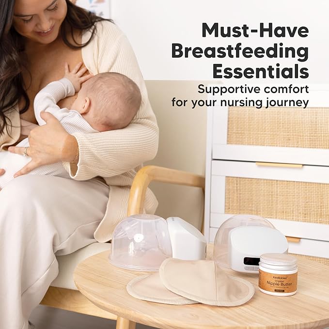 Organic Nursing Pads - 14 Washable Breast Pads for Breastfeeding, Wash Bag, Viscose Derived from Bamboo Reusable Nipple Covers for Breastfeeding Essentials,Soft & Absorbent(Bare Beige, XL 5.6")