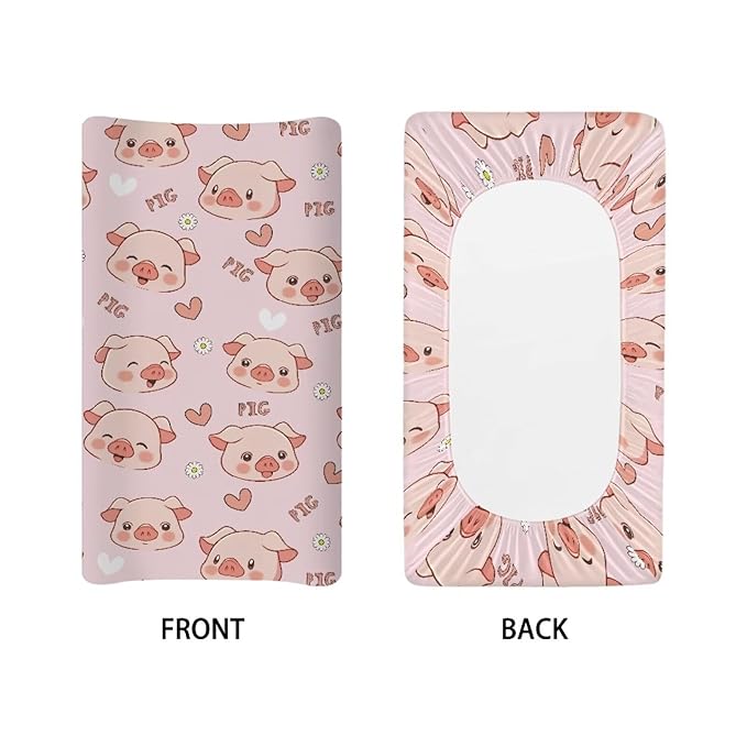 Funny Pig Baby Changing Pad Cover for Girls Boys Changing Table Cover Soft Breathable Pink Diaper Changing Pad Cover Sheets Mats Soft Breathable