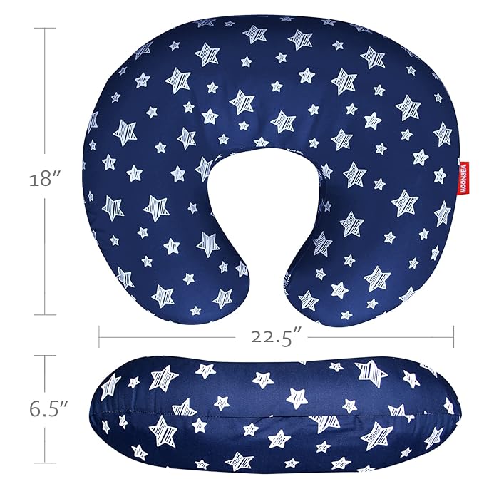 Nursing Pillow Cover for Baby Snug Fits Boppy Nursing Pillows, Super Soft, for Breastfeeding Moms, Navy Star