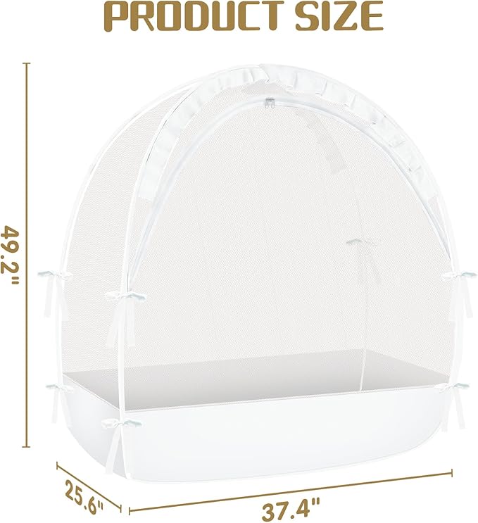 Crib Tent to Keep Baby from Climbing Out - Crib Net to Keep Baby in - Mesh Crib Climbing Prevention, Pop Up Crib Tent, Two-Way Self-Locking Metal Zipper (White, Small)