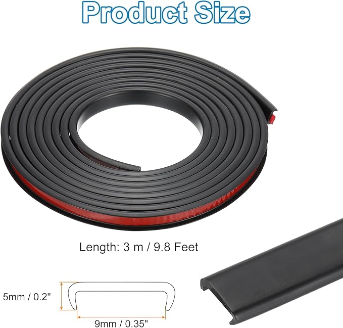 PATIKIL TPE U-Shape Edge Banding, 3/8 Inch x 9.8ft Self Adhesive Flexible Veneer Edging Trim Furniture Edge Protector for Shelf Cabinet Table Repair Restoration, Black