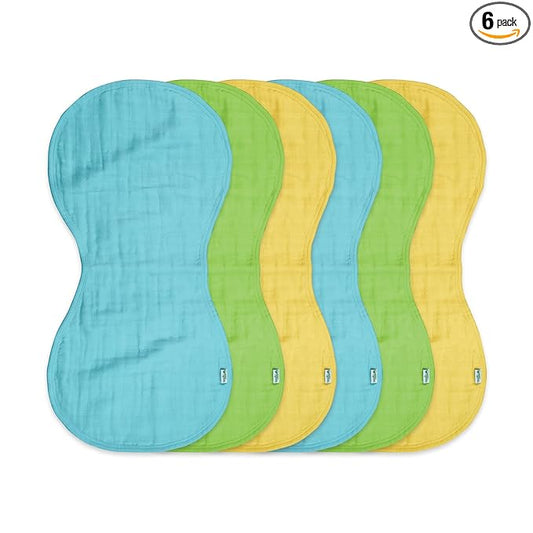 Green Sprouts Organic Cotton Muslin Burp Cloths, Hypoallergenic, Standard 100 by Oeko-TEX® Certified, Tested for Hormones, Aqua, 6-Pack