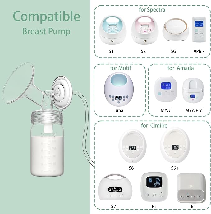 4pcs Breast Milk Storage Bottles 6oz/180ml Compatible with Spectra S1 S2 9 Plus,Motif Luna/Ameda MYA/Bellababy Pumps, Wide-Neck Collection Bottle Container for Fridge, Pumping Bottles