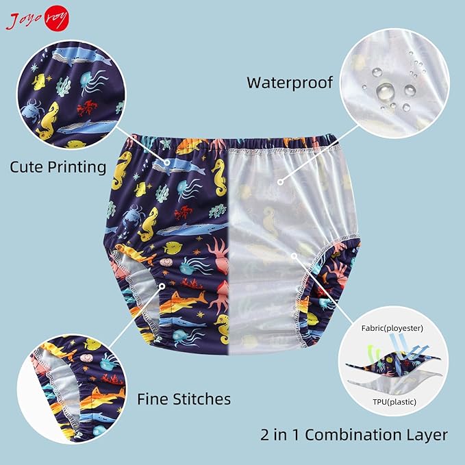 Joyo roy Plastic Underwear for Toddlers Cloth Diaper Cover Rubber Pants for Toddlers Diaper Covers for Boys Waterproof Rubber Underwear for Potty Training Reusable Plastic Pants for Potty Training 6T