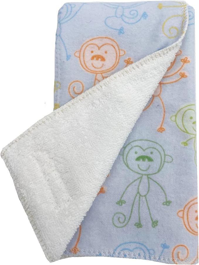 Infant Burping Cloth, Burp Cloths for Baby Boy or Girl, Soft and Absorbent - Cotton Reusable Spit Up Rags, XLarge, 1 Count (Monkey)