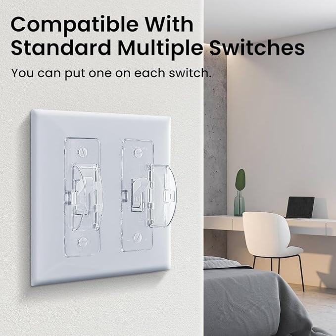 Clear Child Proof Light Switch Cover Guard - 6 Pack