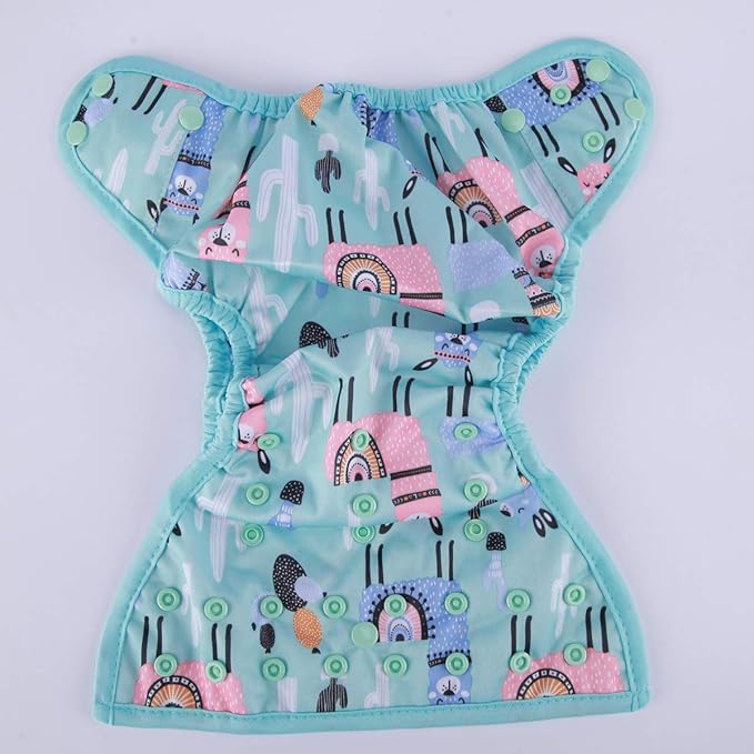 One Size Cloth Diaper Cover Snap with Double Gusset (Blue Alpaca)