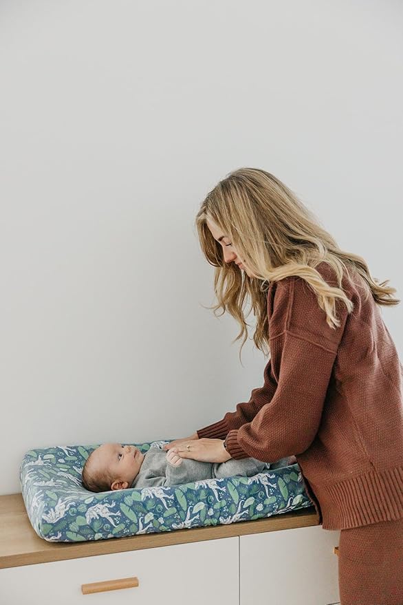 Copper Pearl Premium Knit Changing Pad Cover : Soft, Stylish, and Universal Fit for All Standard Diaper Changing Pads, Trendy Design Changing Pad Covers, Jurassic Park Fossils.