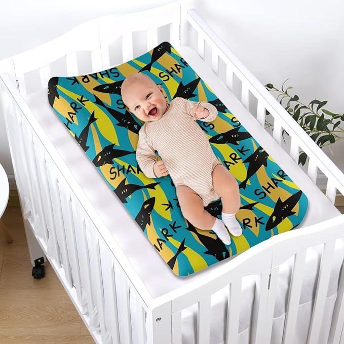 Shark Baby Changing Pad Cover Lightweight Soft Diaper Changing Cover Stretchy Breathable Waterproof Nursery Pad Change Cover Infant/Toddler