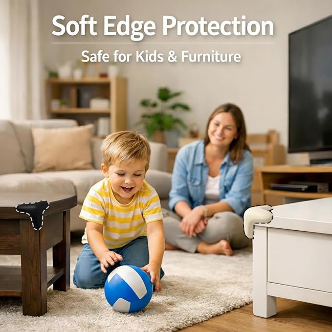 Corner Protector for Baby, 8 Pack EVA Foam Baby Proofing Corner Guards, Soft Y-Shaped Furniture Edge Protectors for Tables and Sharp Corners, Tear-Resistant Updated Design, White