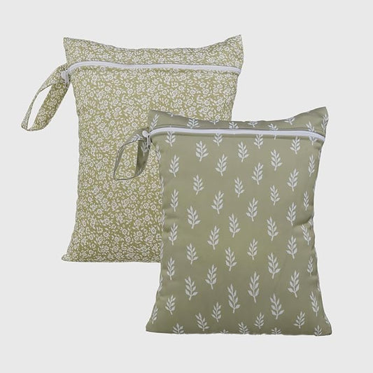 HappyFlute 2pcs Wet Bag Waterproof Bag Set-Cactus and Animal Pattern Wet Bag for Towels,Diaper Bag,Swim Bag,Beach Bag,Gym Bag,Wet/Dry Bag,Wet Clothes Bag,Wet Swimsuit Bag,10.2x14.4 inches.(Flower)